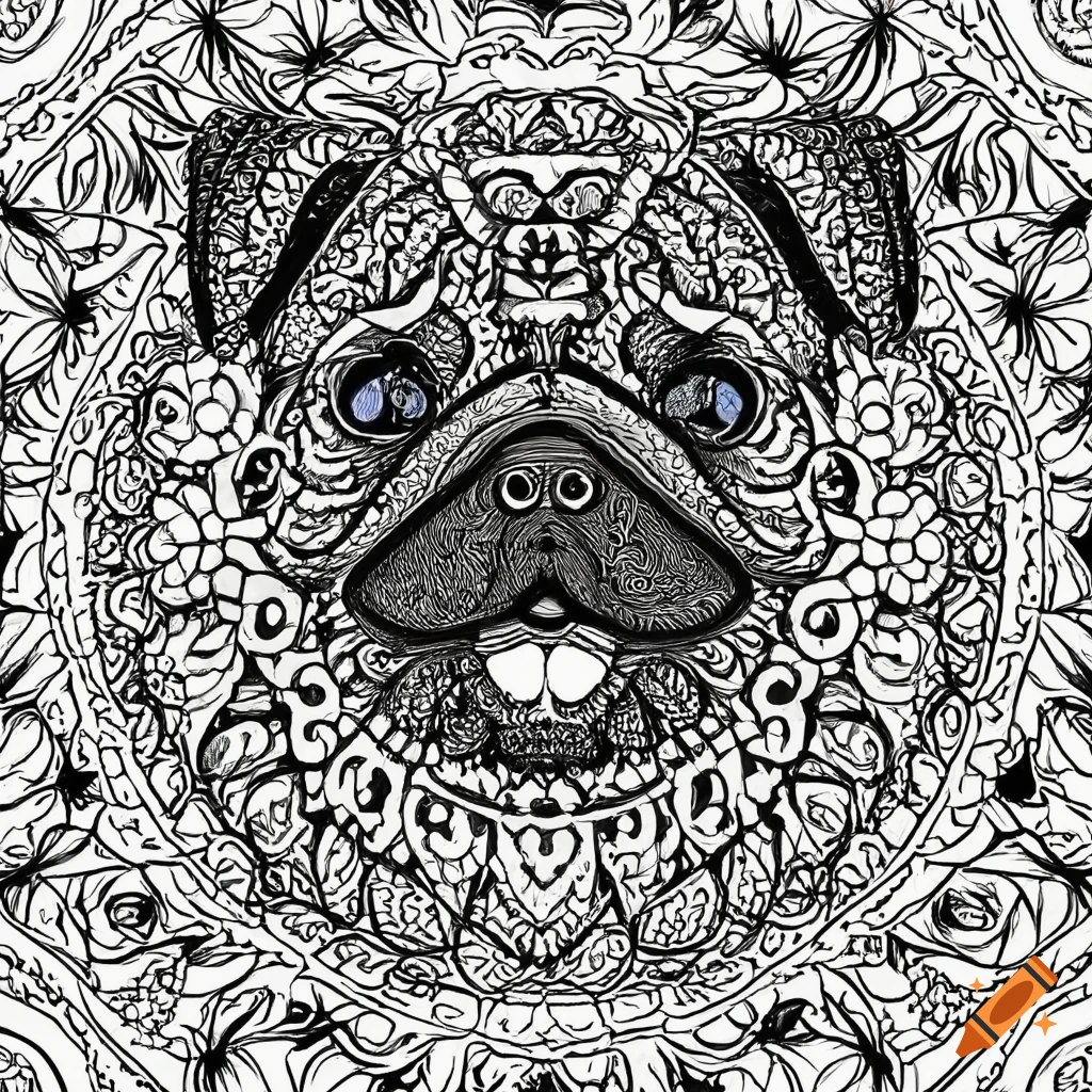 Coloring page for adults, mandala, dog image labrador, white background,  clean line art, fine line art on Craiyon