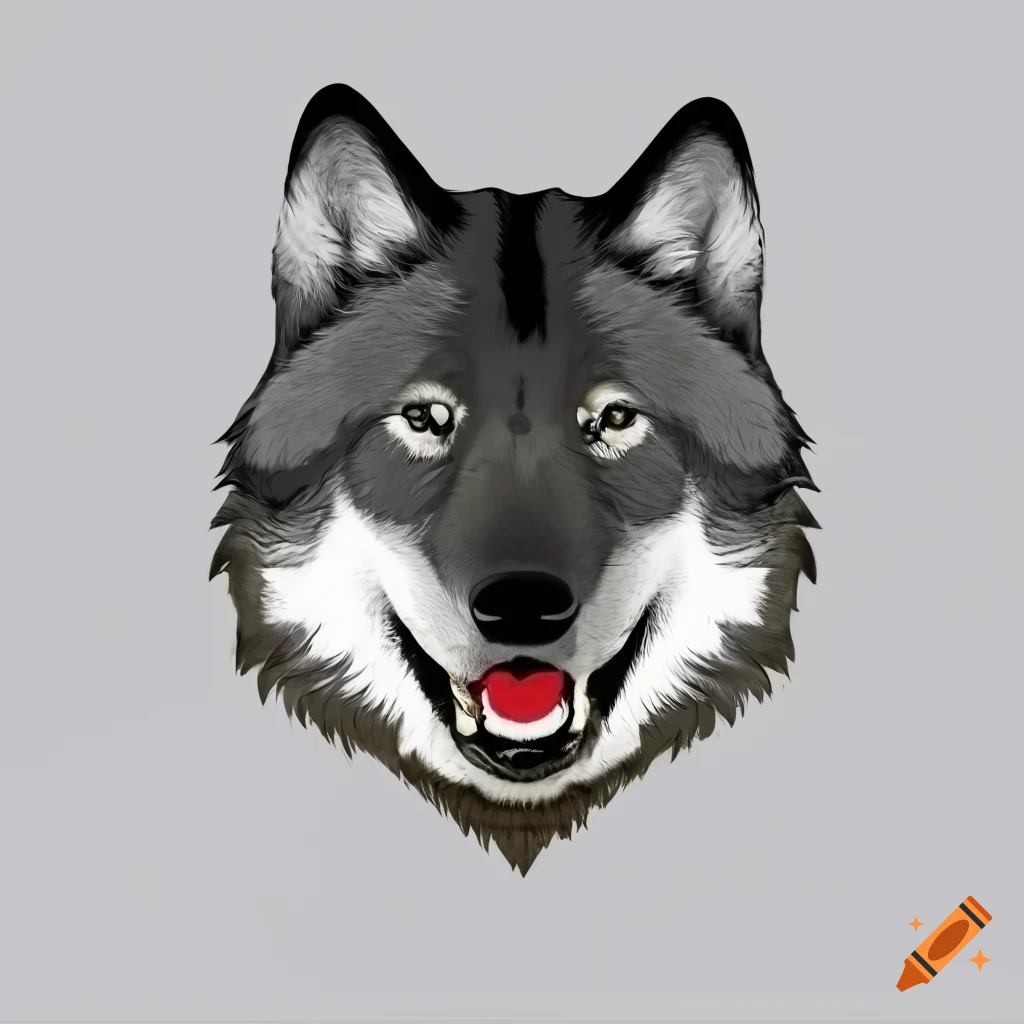 illustration of a white wolf head