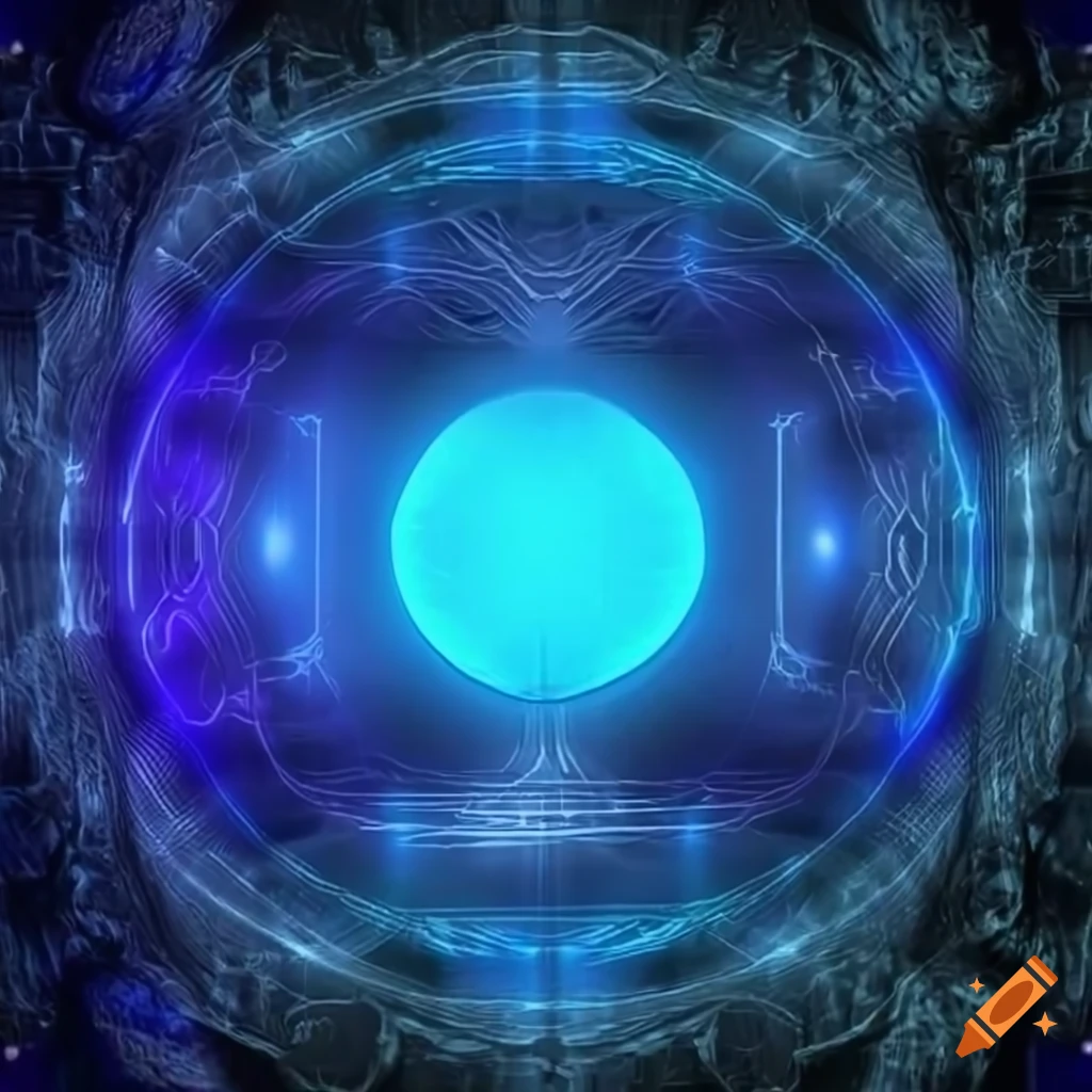 blue hologram screen CGI rendering
