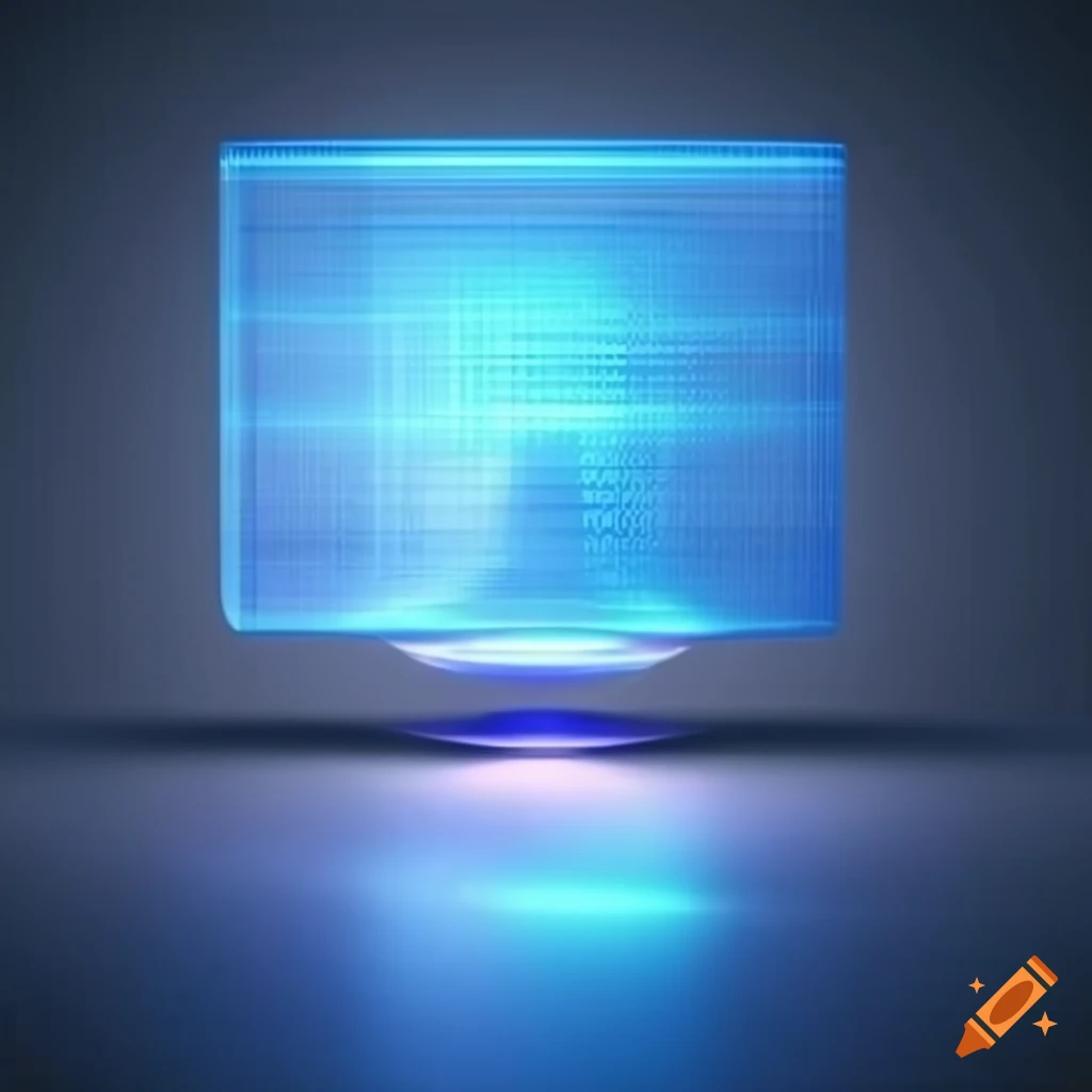blue hologram screen CGI rendering
