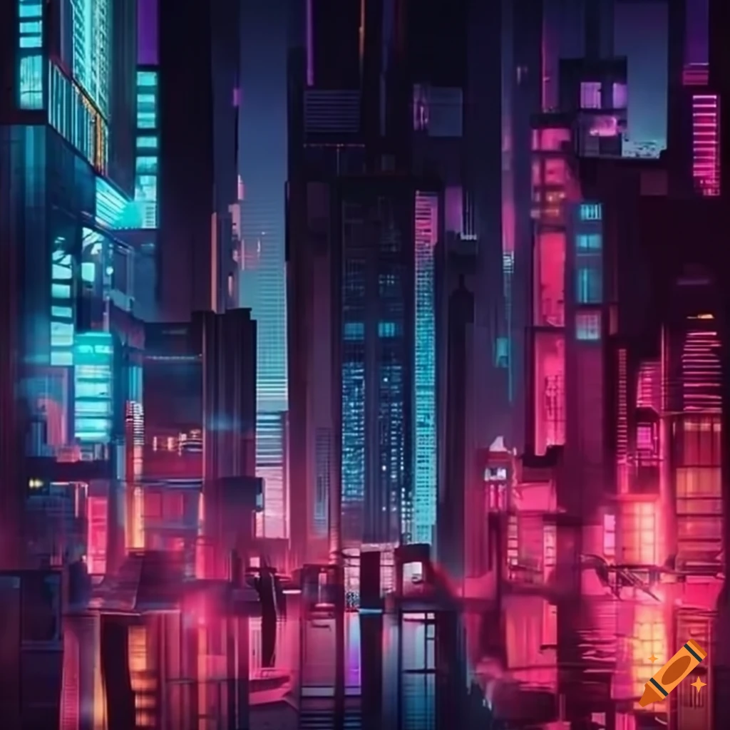cyberpunk metropolis with futuristic skyscrapers