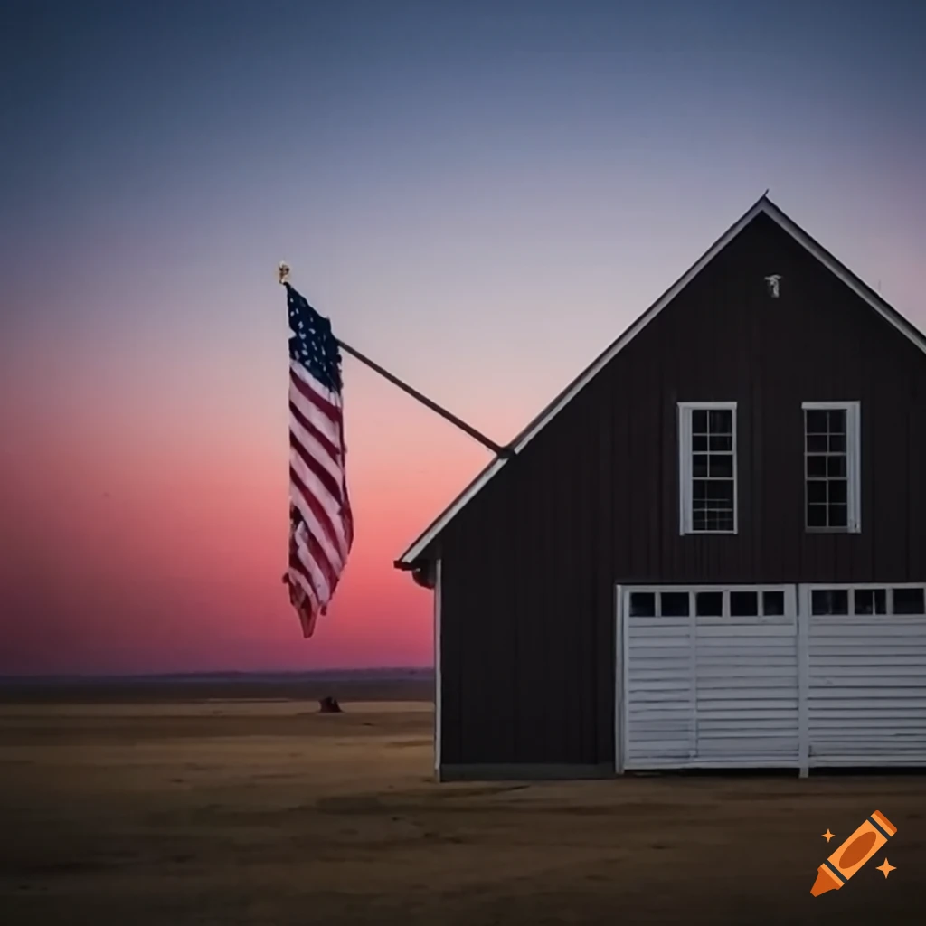 new pole barn with American flag