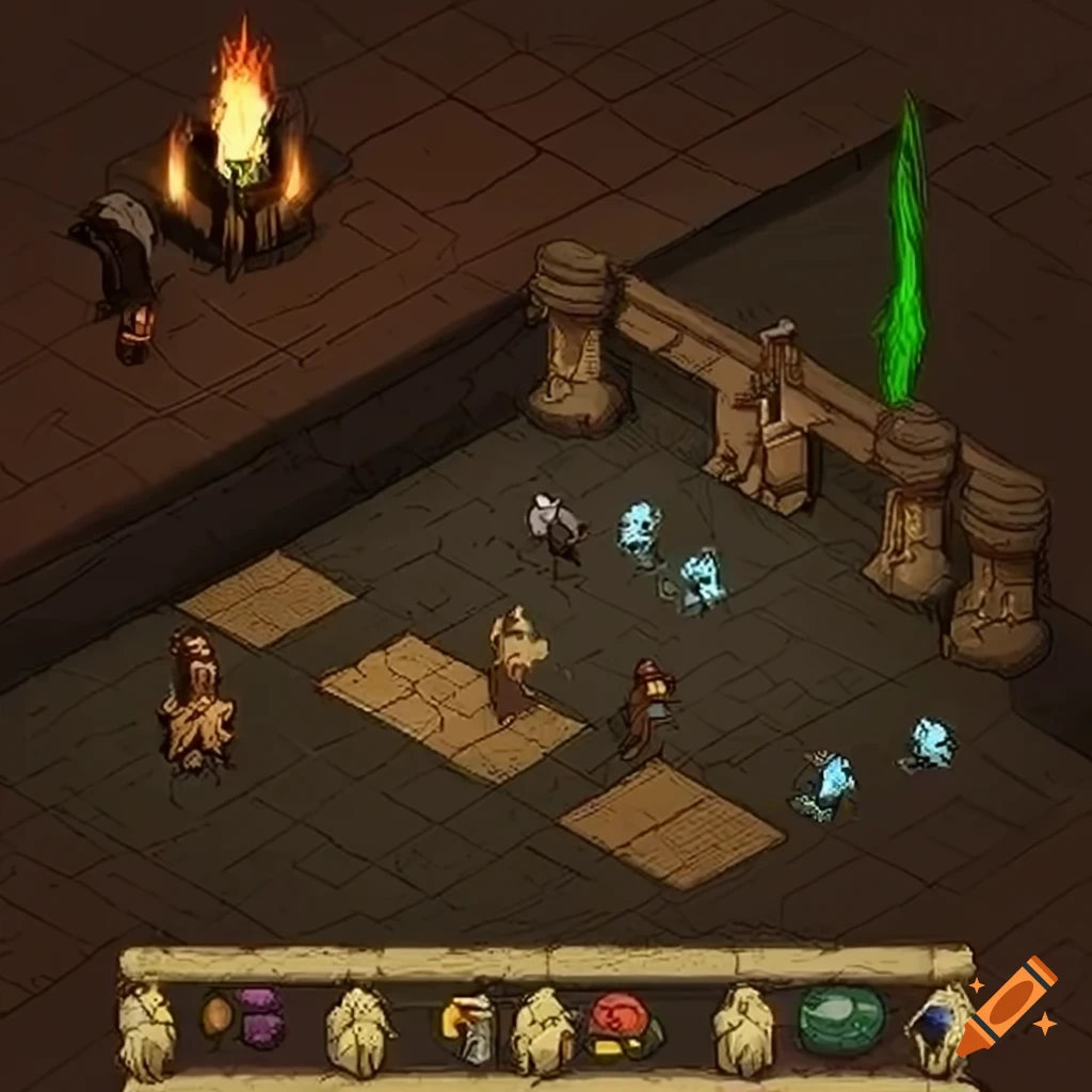 isometric view of a dark fantasy RPG game