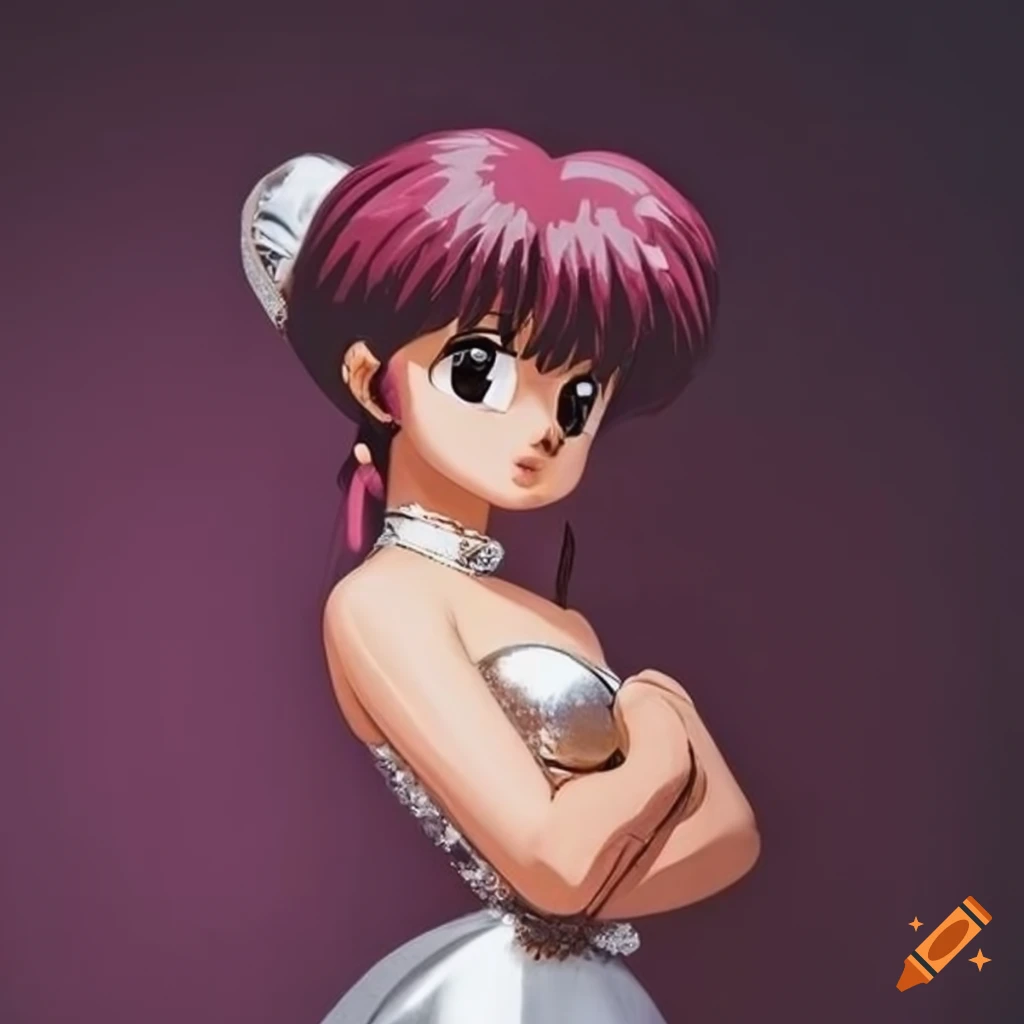 Ranma in a silver cocktail dress