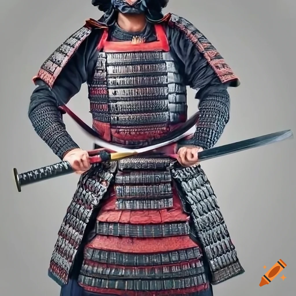 Closeup of a formidable samurai warrior with his sword on Craiyon