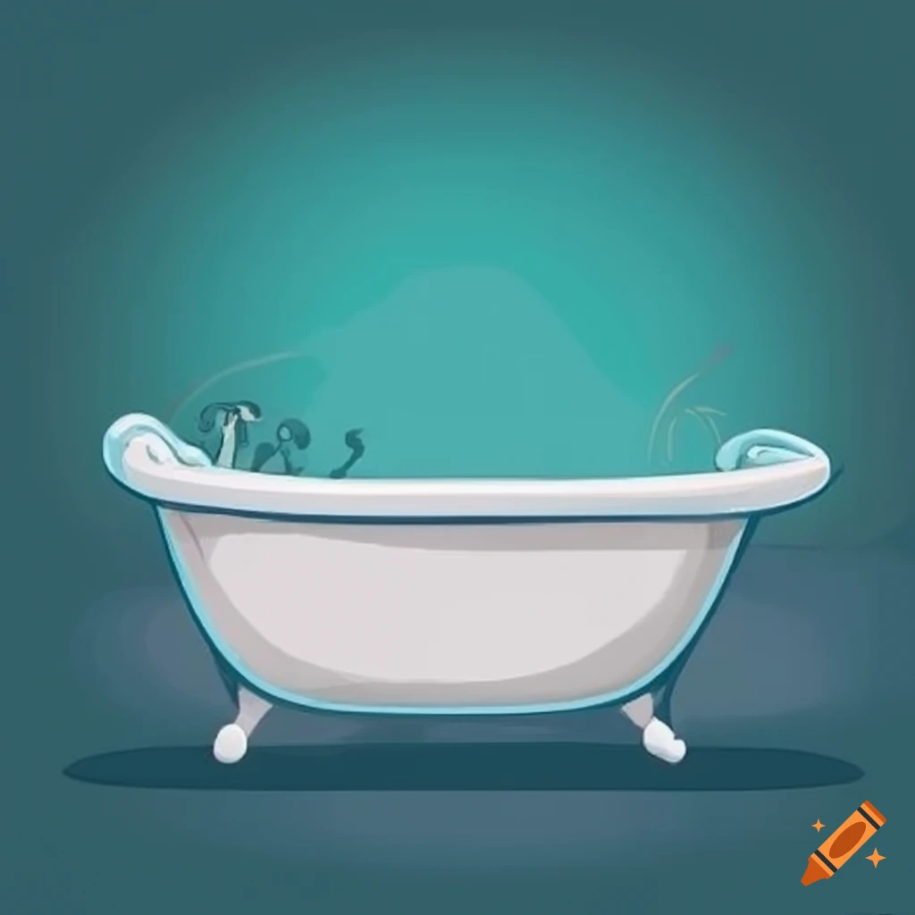 Cartoon illustration of a bathtub in a bathroom