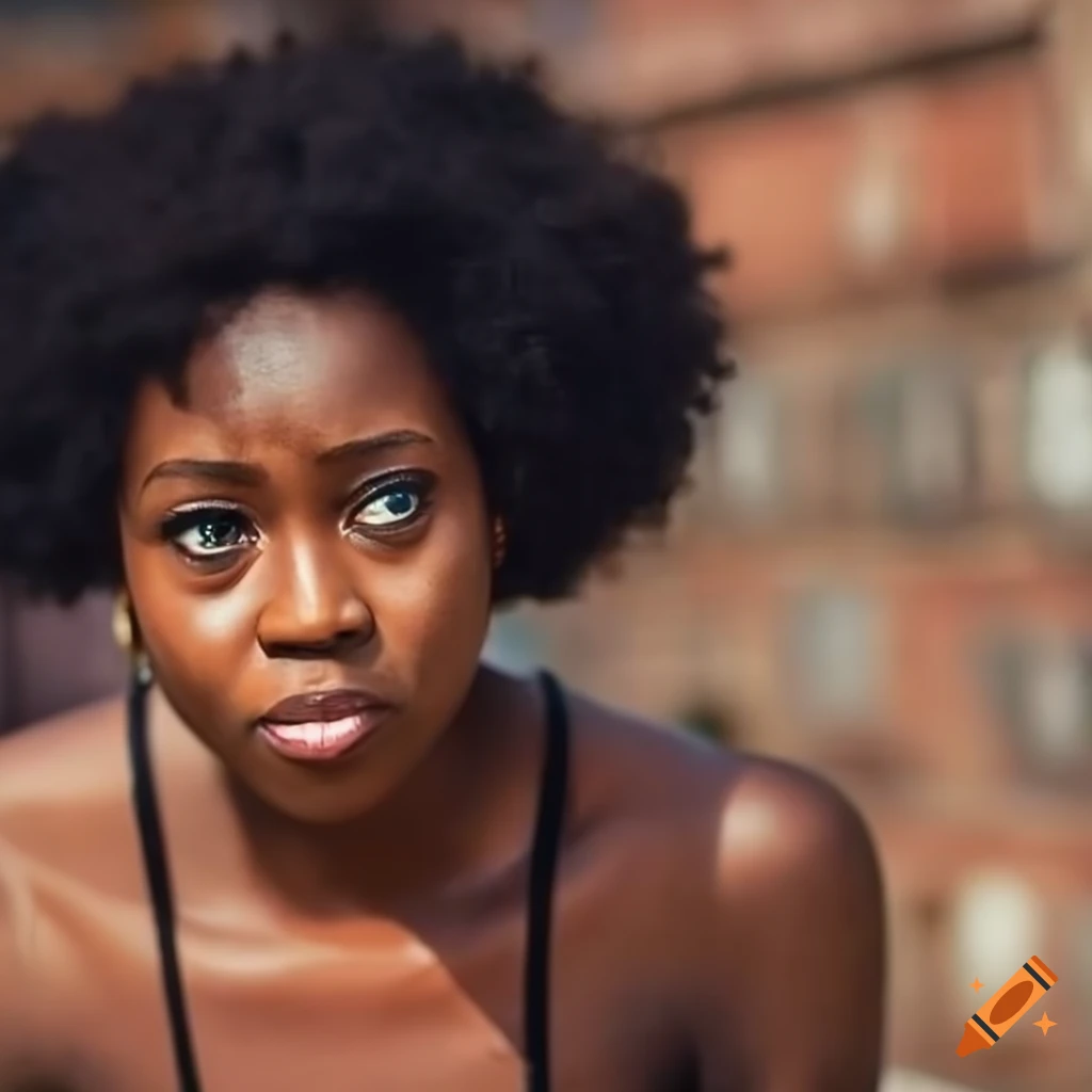 portrait of a beautiful lady with natural hair in Africa street