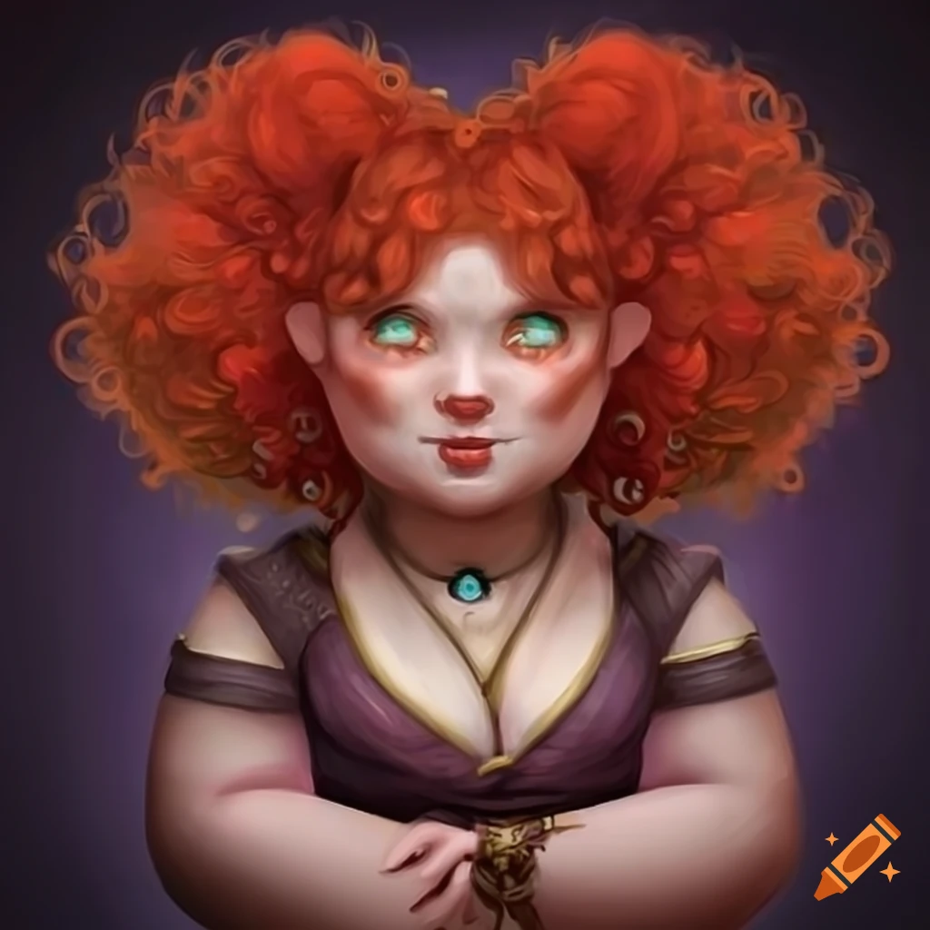 high definition green eyed dwarf woman with curly red hair, several braids,  and fishing lures hooked in hair. She has a fishing pole beside her. she is  in an underground cave standing