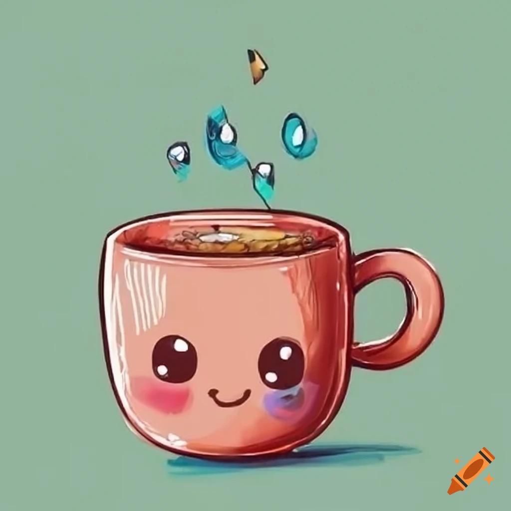Simple drawing of a cute cup of coffee with text i need coffee