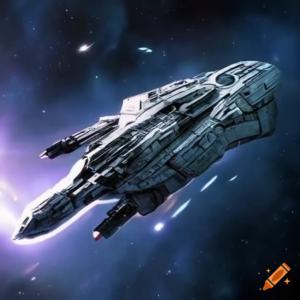 Spaceship inspired by battlestar galactica on Craiyon