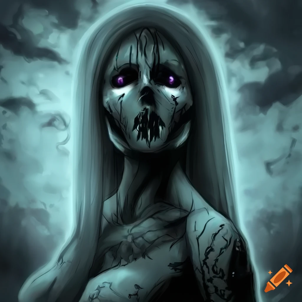 sinister female titan in dark fantasy manga style