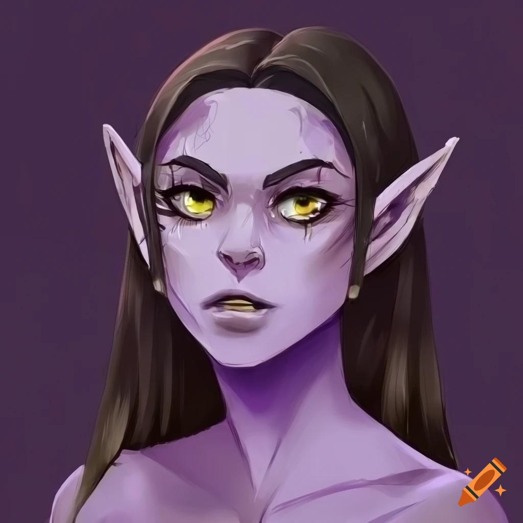 Anime-style drawing of a female half orc on Craiyon