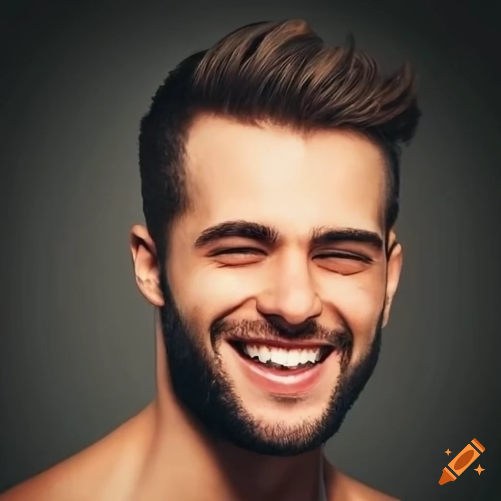 portrait of a beautiful laughing man