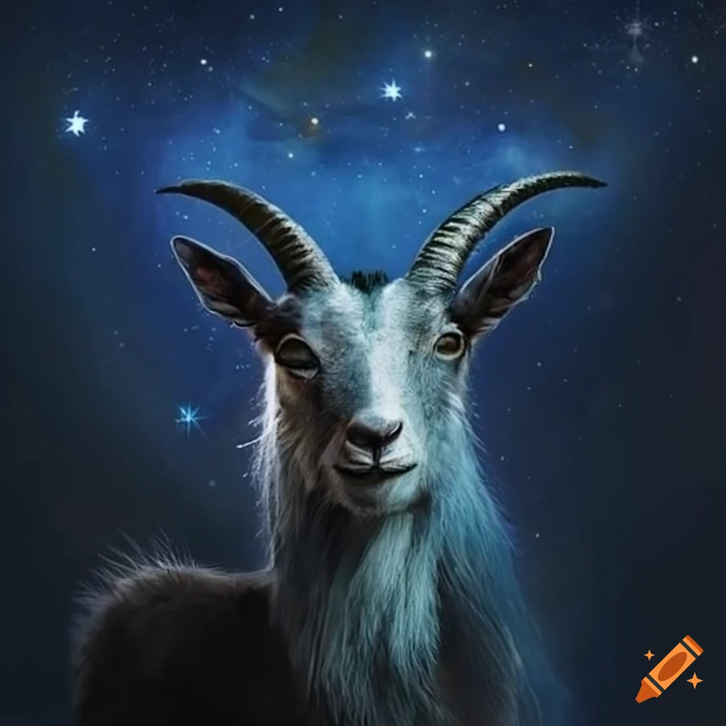 artwork of a goat with stars