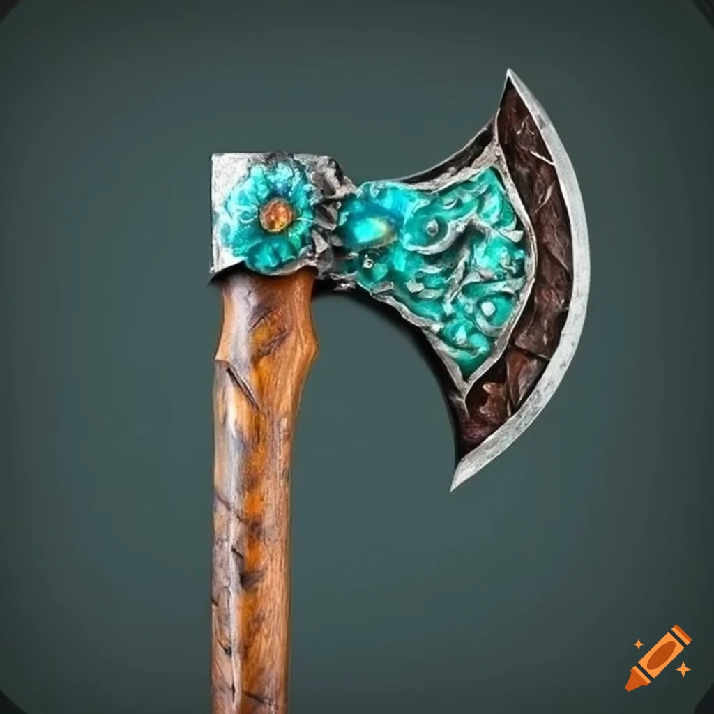medieval-hatchet-with-teal-gemstones