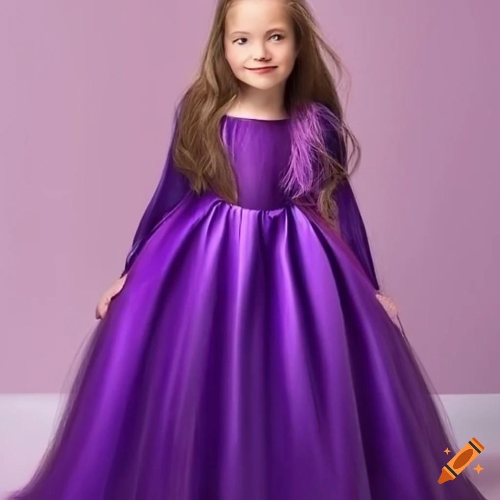 detailed illustration of a young princess with long purple dress