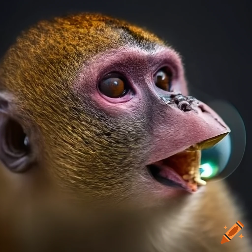 Photograph of a monkey wearing a wizard hat on Craiyon