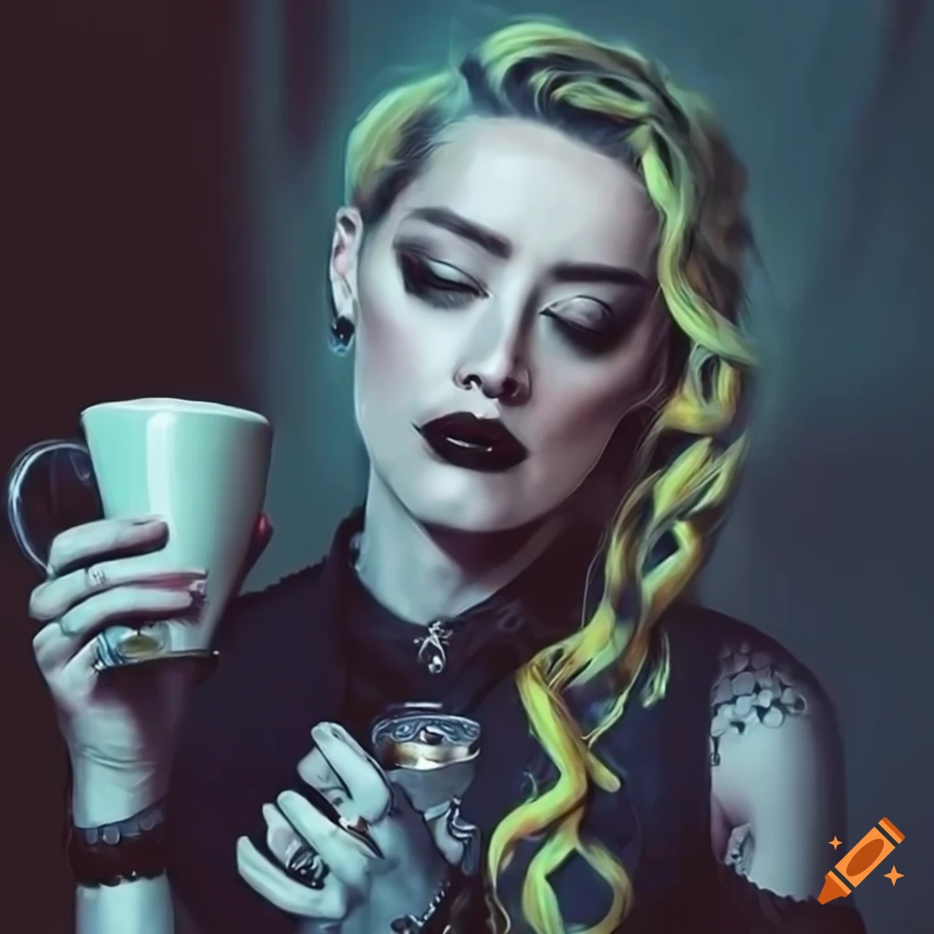 Amber heard as the goth barista with coffee