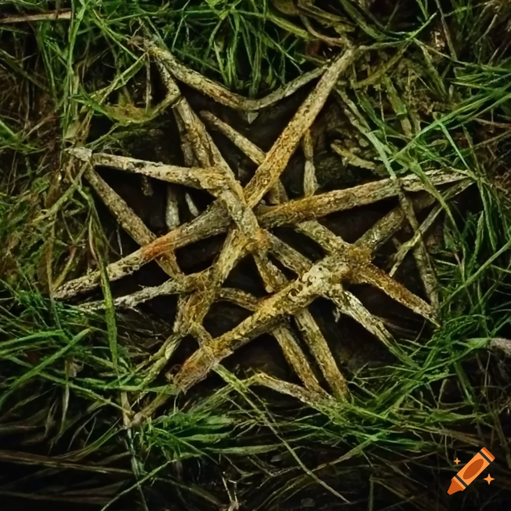 image of pentagram salt on grass