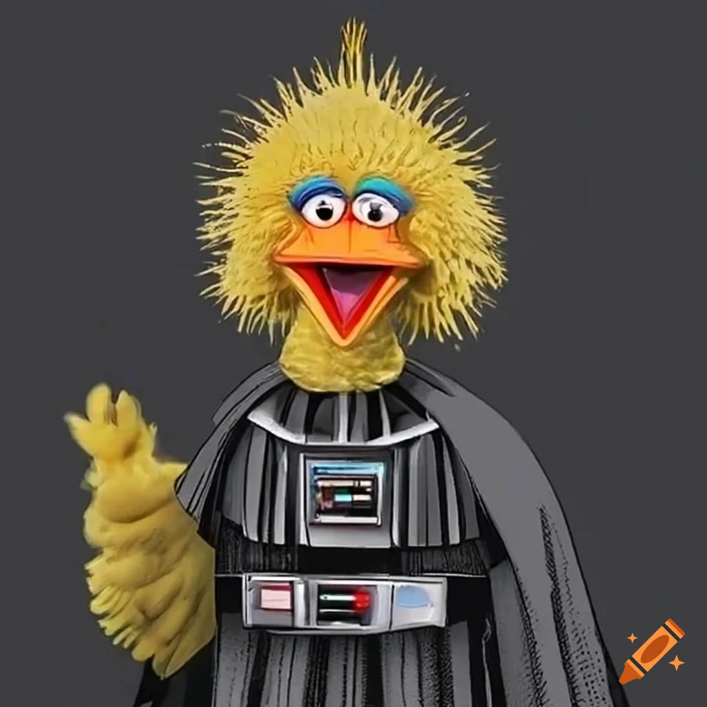 Hybrid of big bird and darth vader in high definition on Craiyon