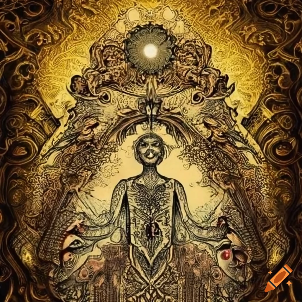 Golden tarot card with divine symbolism on Craiyon