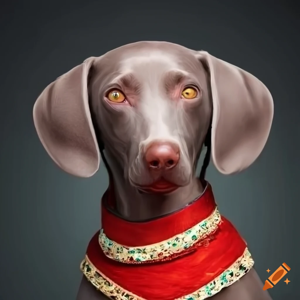 Weimaraner Dog In Traditional Chinese Costume weimaraner-dog-in-traditional-chinese-costume
