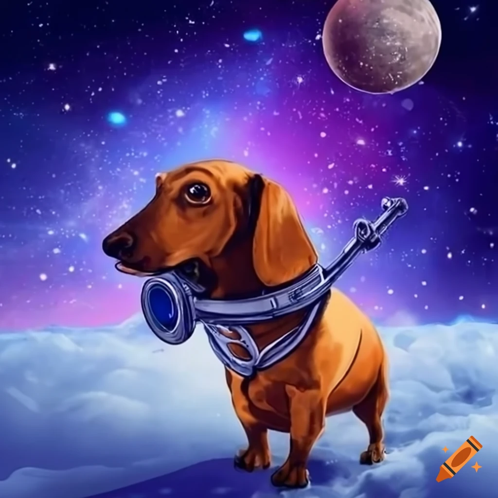 Dachshund astronaut in a cute space adventure on Craiyon
