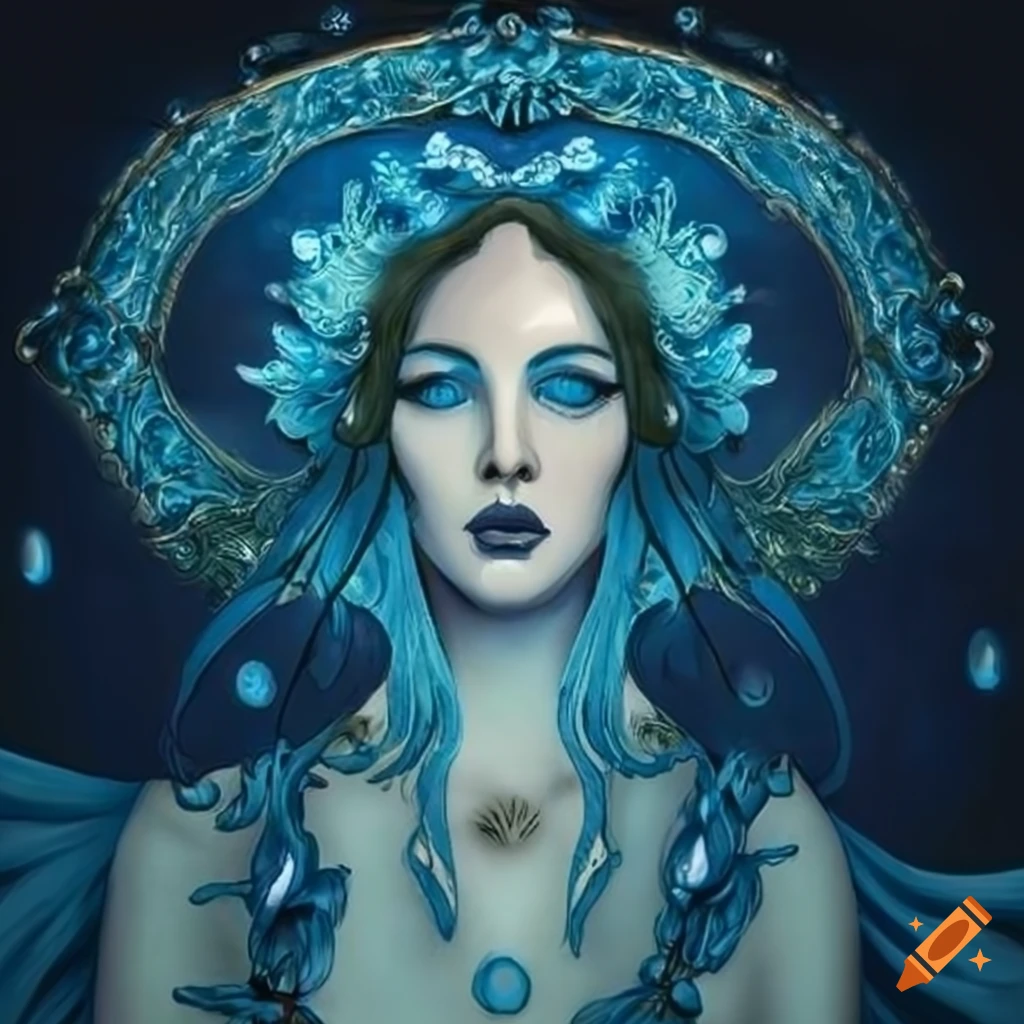 Nouveau style depiction of the goddess of water