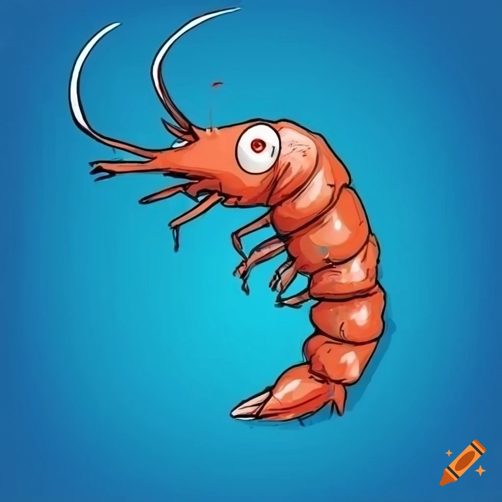 funny comic style swimming shrimp