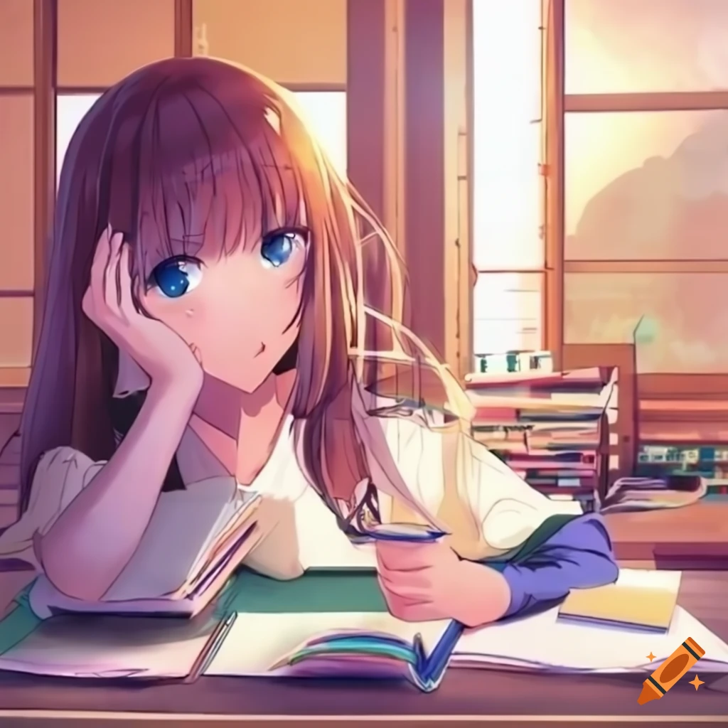 Anime School Girl Classroom Studying Wallpaper iPhone Phone 4K #1350f