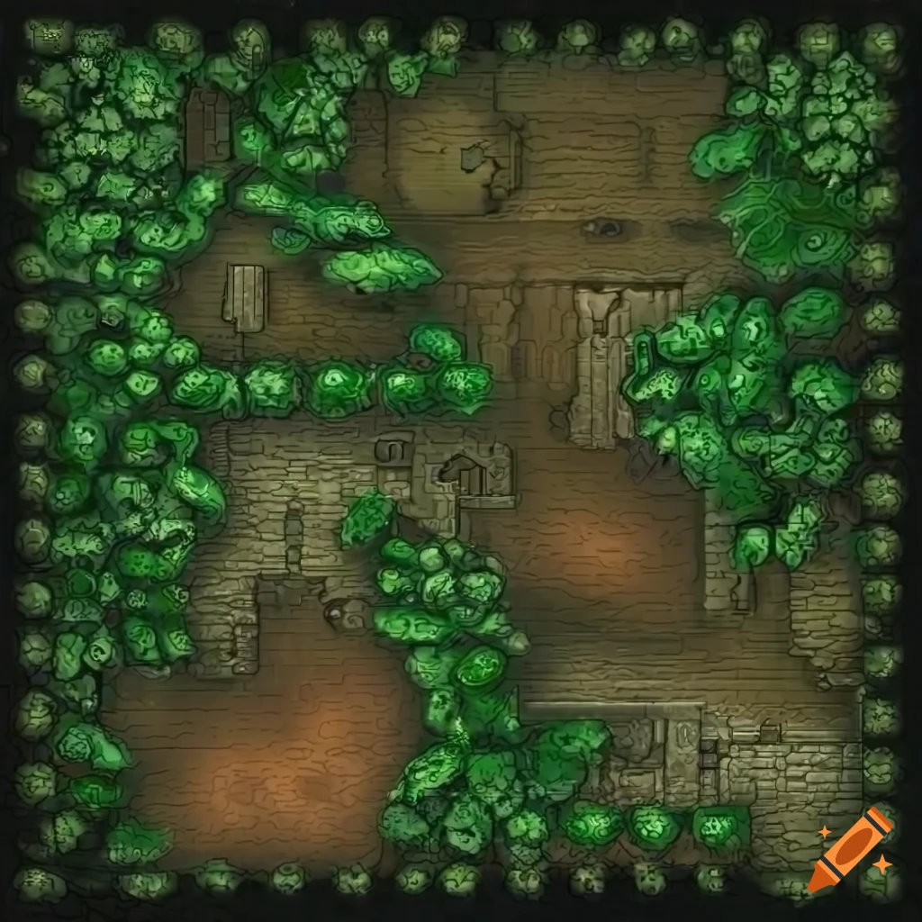 organic plant-themed 2D game map layout