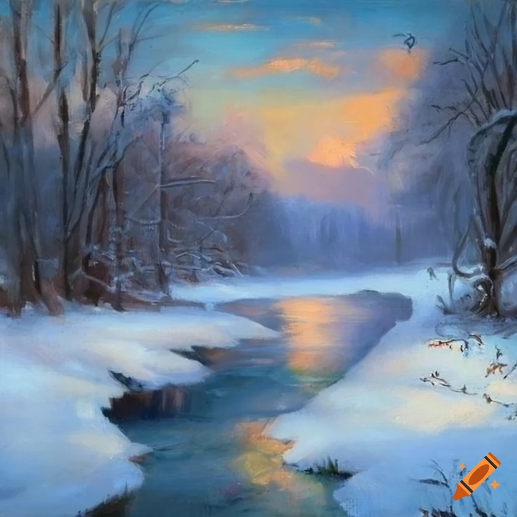 Victorian style oil painting of winter scenery on Craiyon