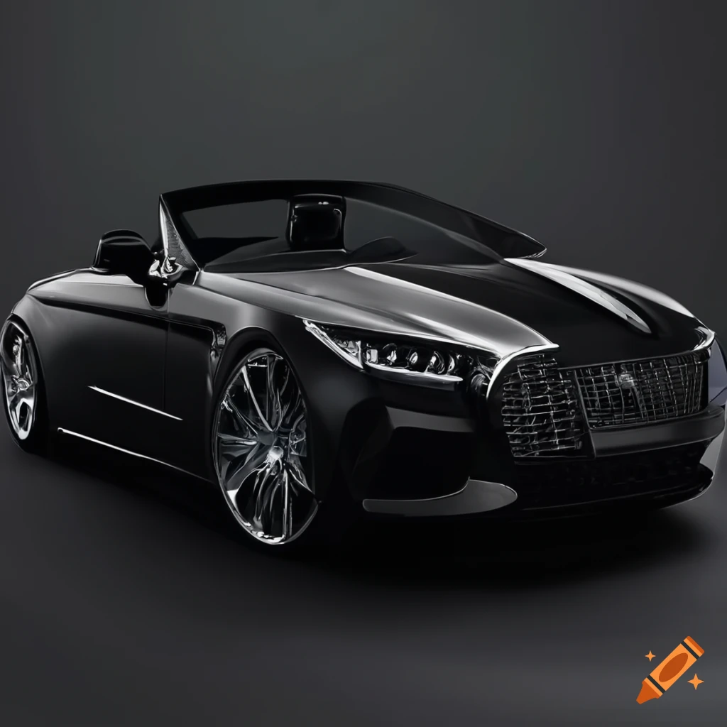 Sleek luxury black convertible car on Craiyon
