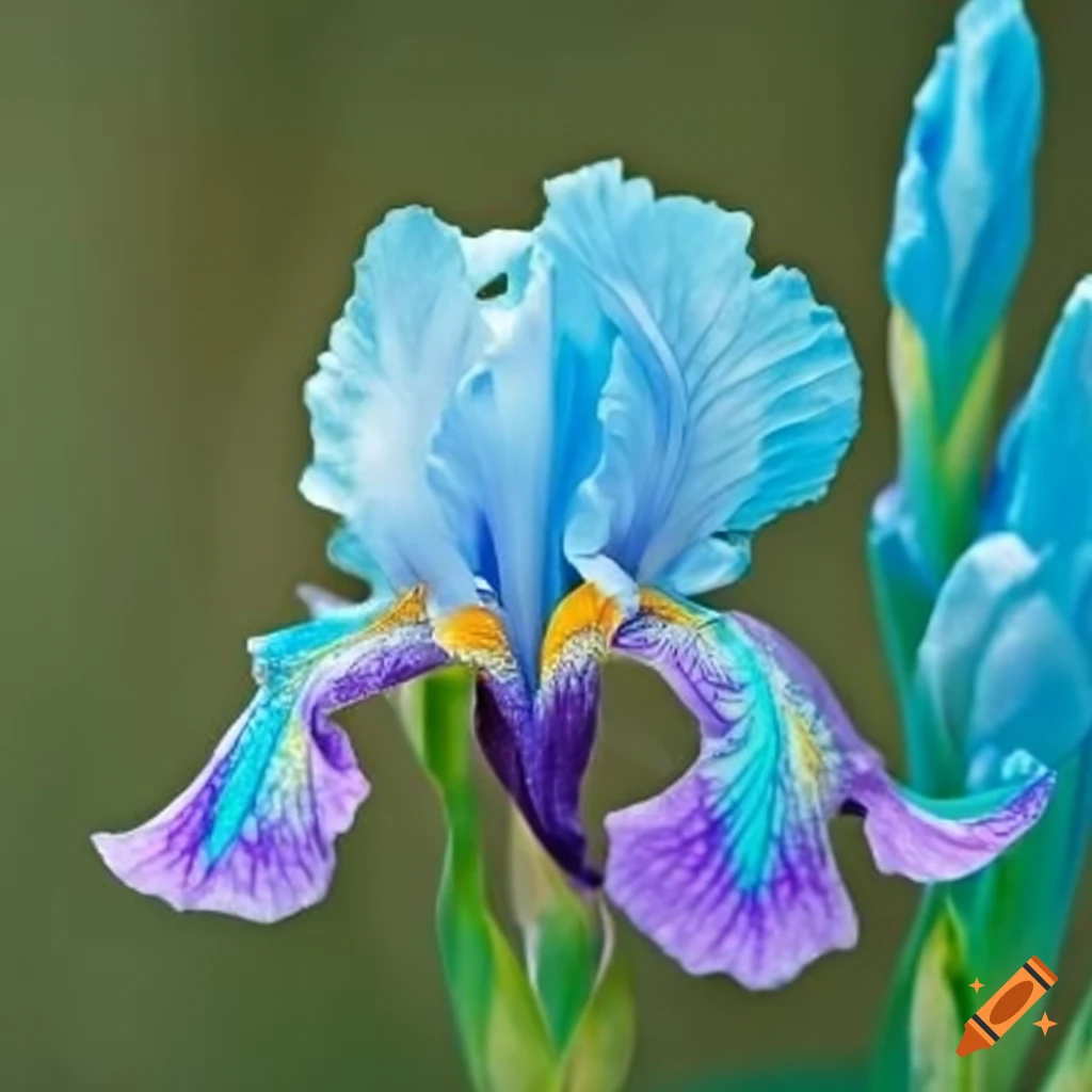 artistic depiction of irises with scattered pearls