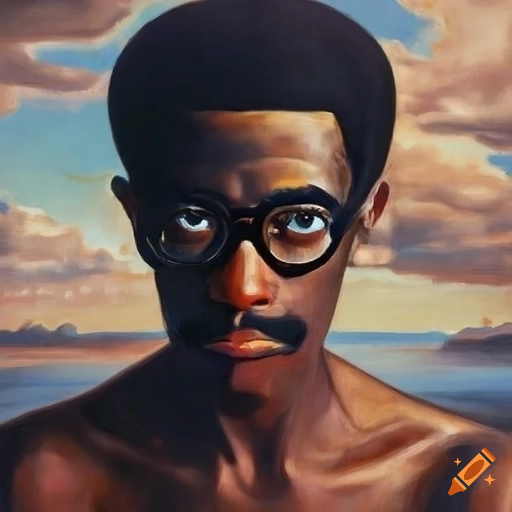 Portrait of a black man with glasses and beard on Craiyon