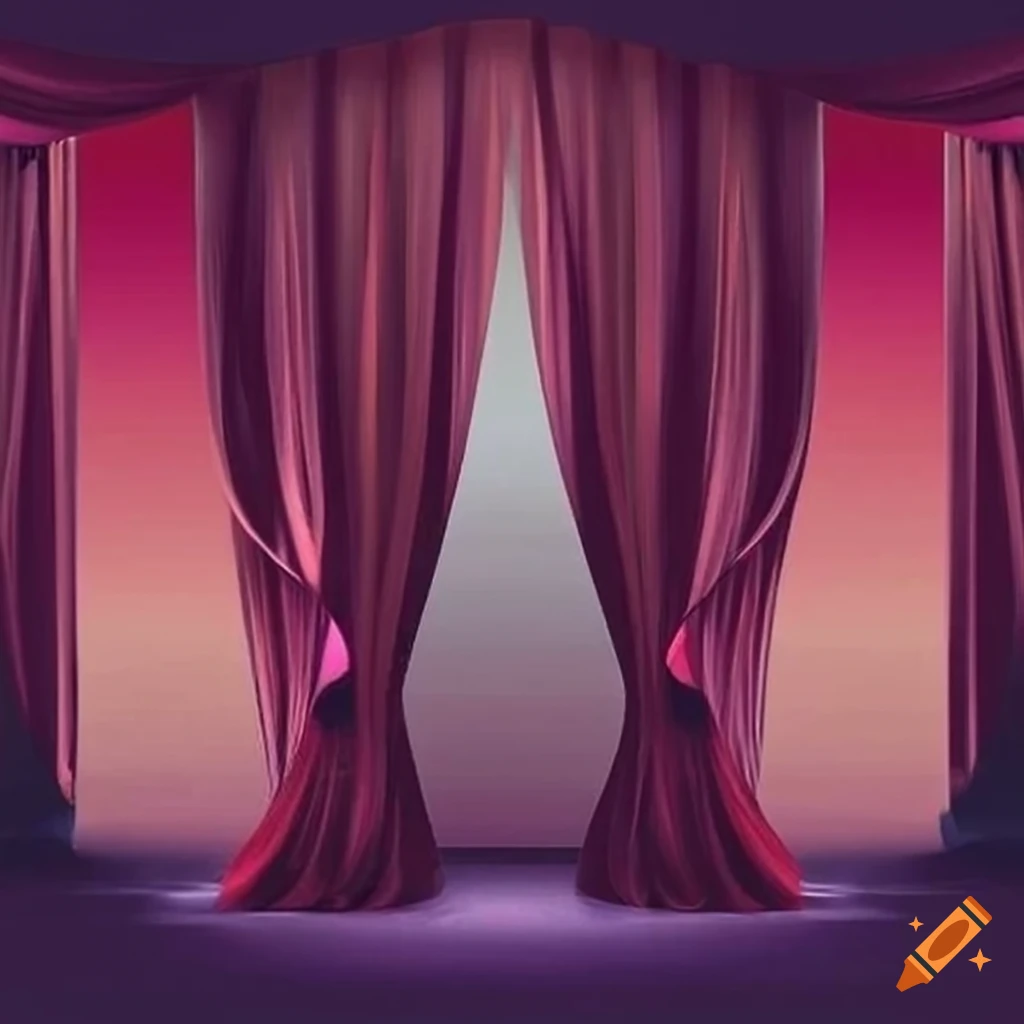 banner of glamorous beauty products revealed behind a stylish curtain