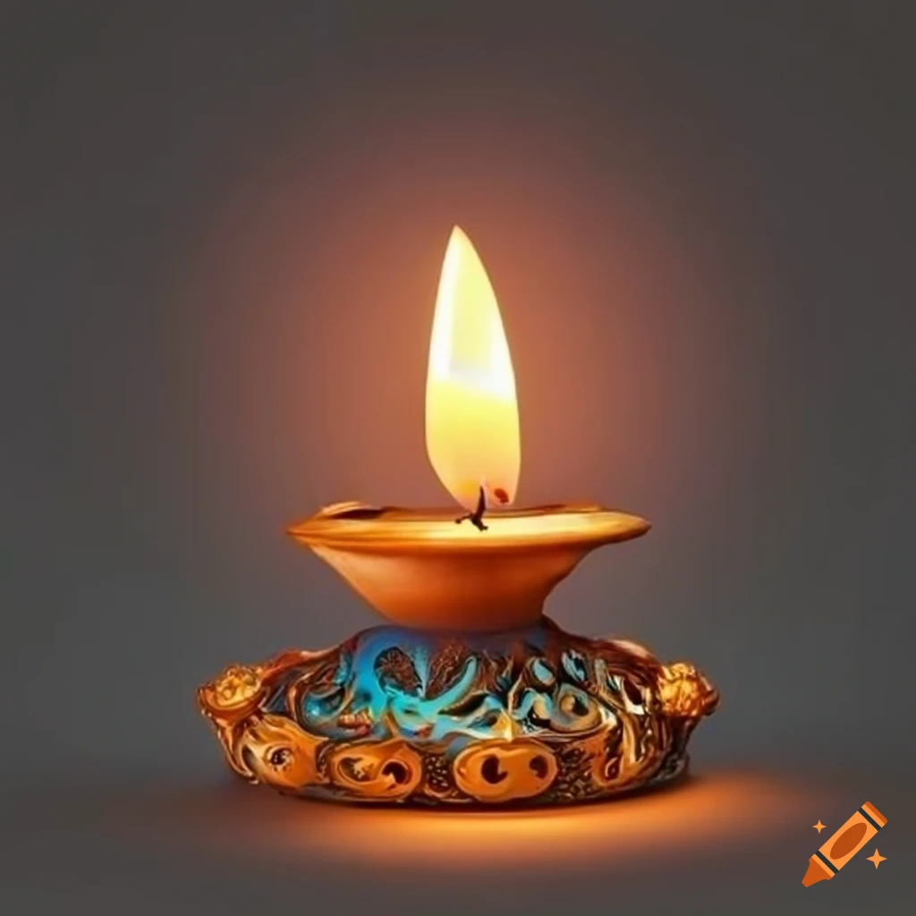 Mongolian-inspired candle holder with Happy Diwali text