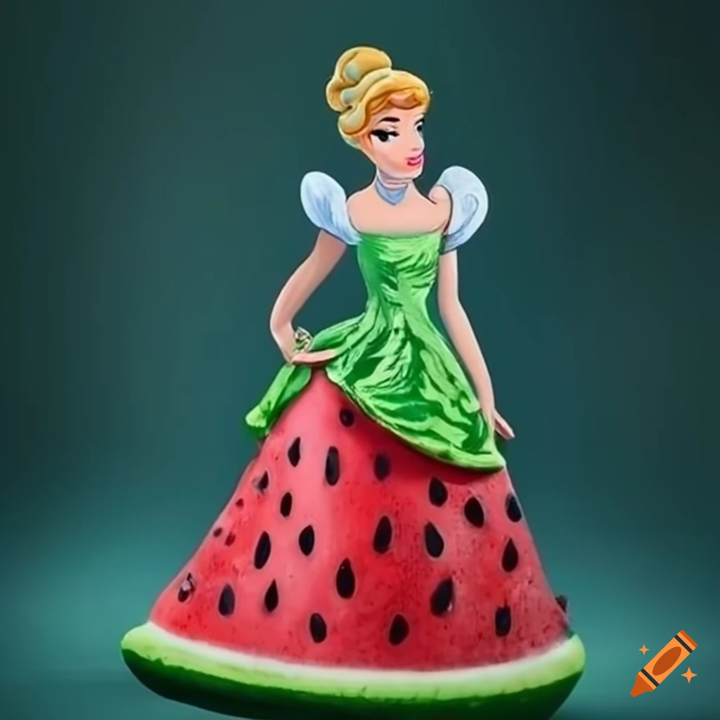 Cinderella wearing a watermelon dress on Craiyon