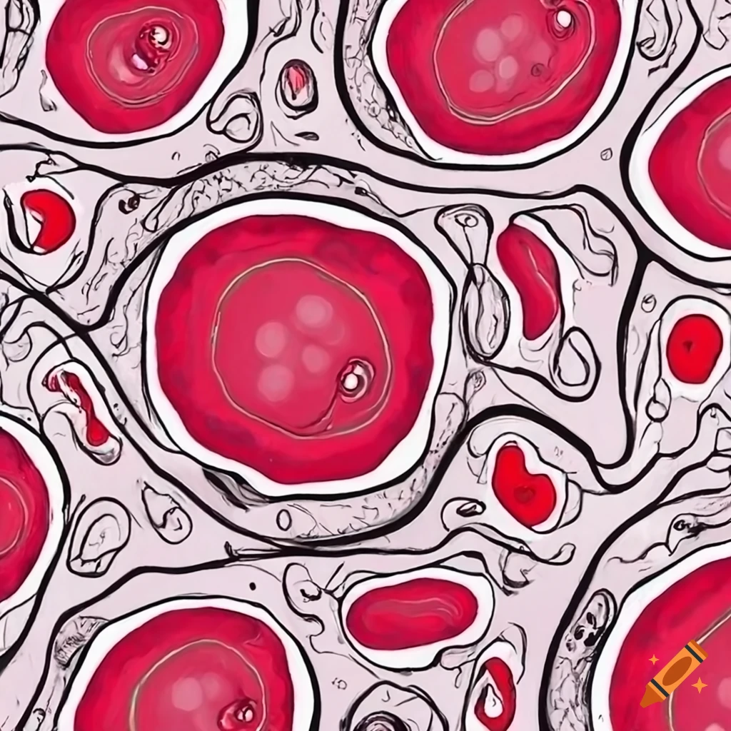 abstract depiction of blood cells and internal organs