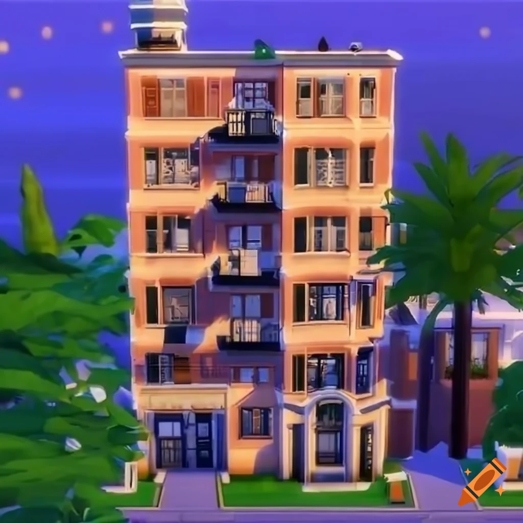 The Sims 4 Apartment Building With A Mediterranean Feel On Craiyon