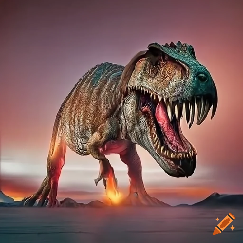 T-Rex facing meteor impact