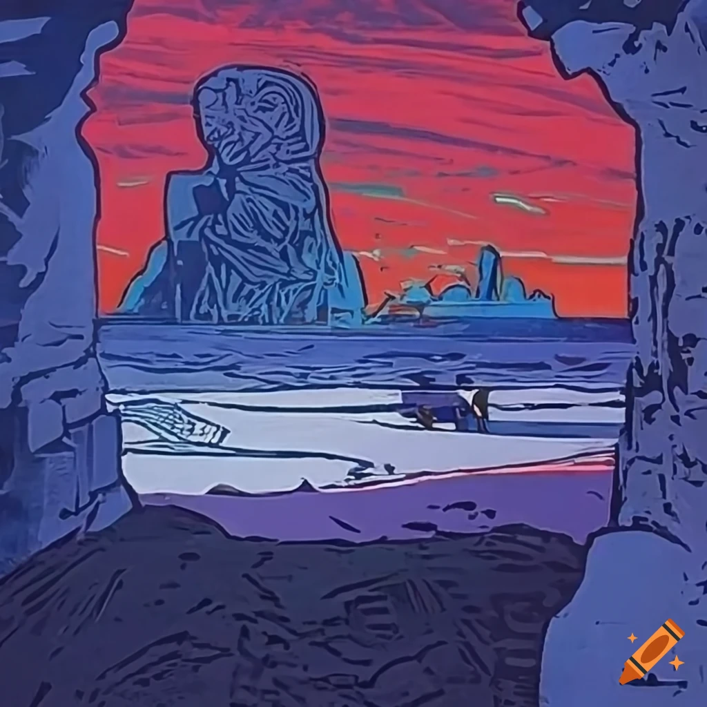 Colorful lino prints with unique aesthetics on Craiyon