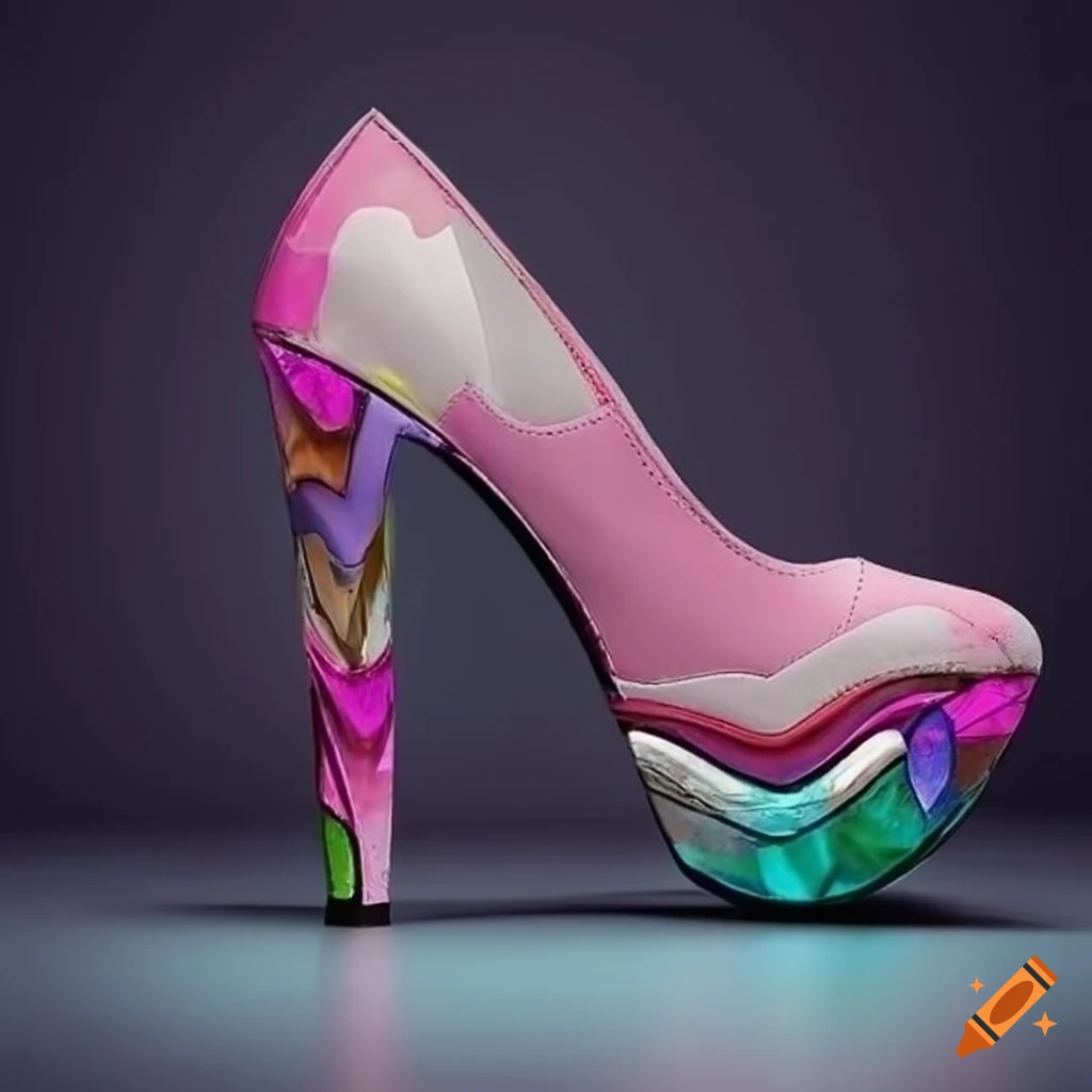 Abstract art design of futuristic women's shoes on Craiyon
