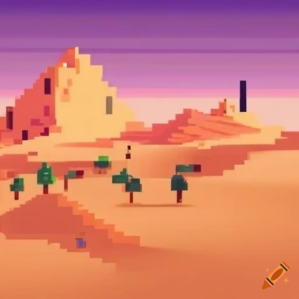 pixel art of a desert landscape
