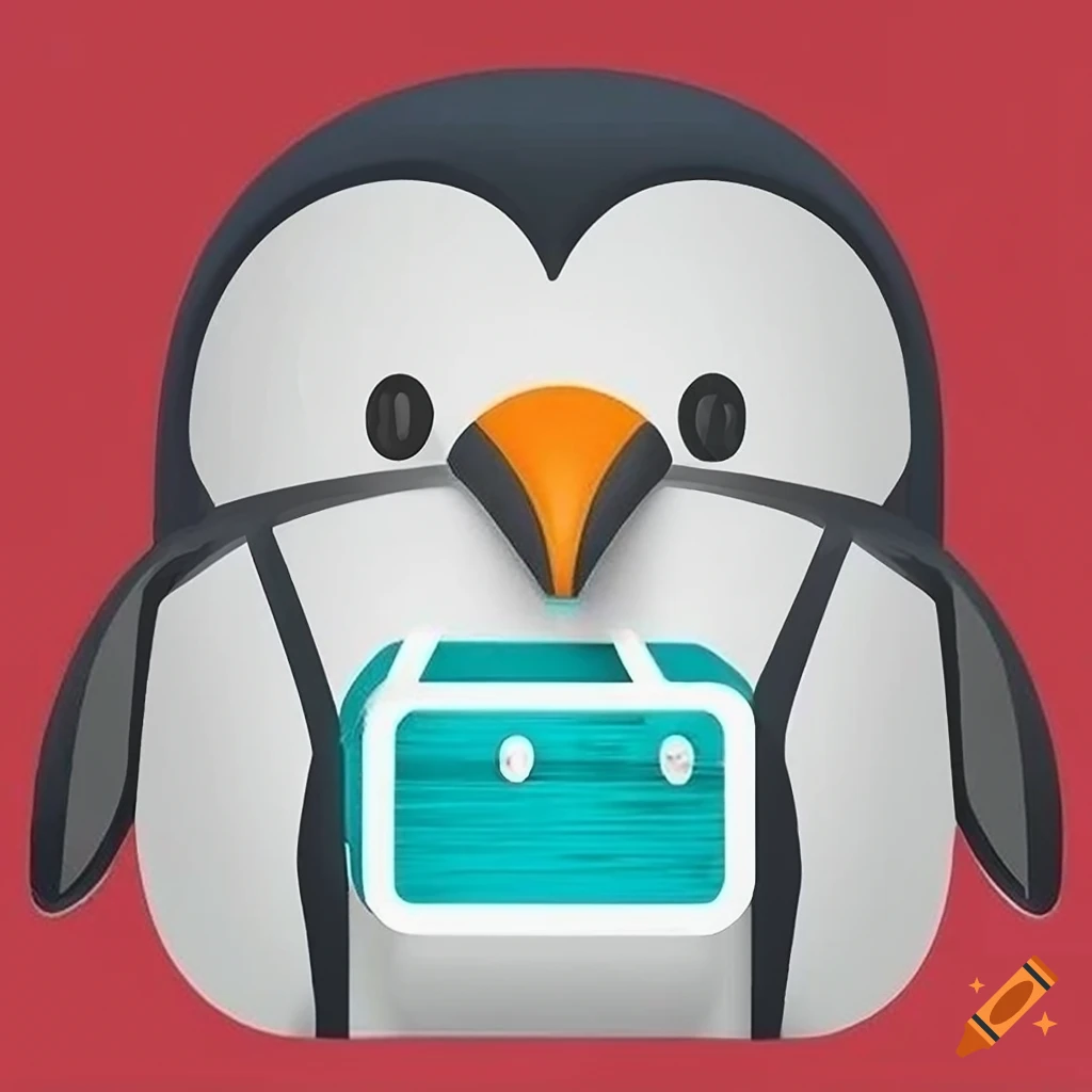 minimalist logo of a penguin shopping cart