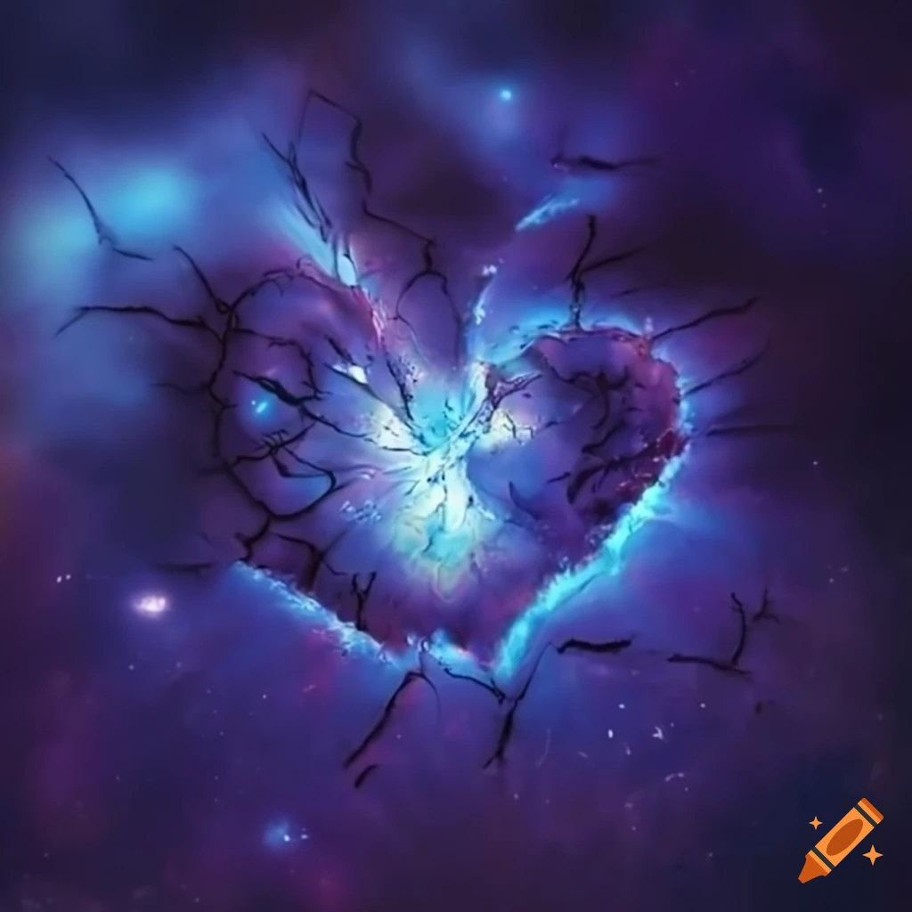 abstract image of a shattered heart in space