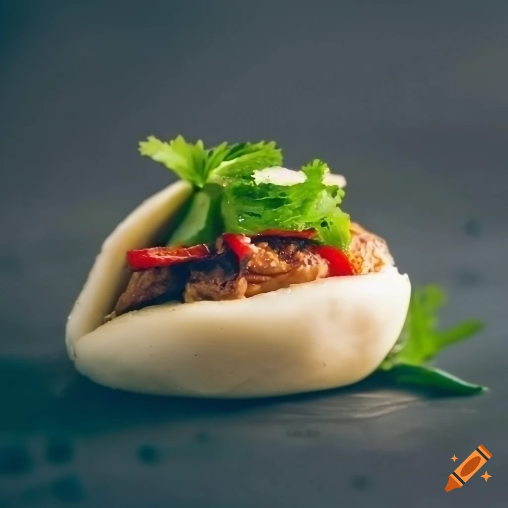 delicious bao bun with pork belly and toppings