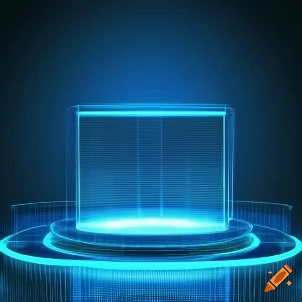 blue hologram screen in CGI