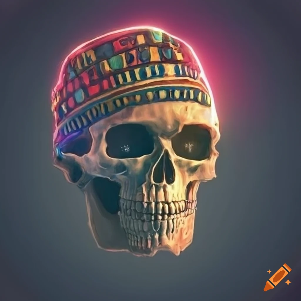 Skull with a lit spliff and a kufi on Craiyon