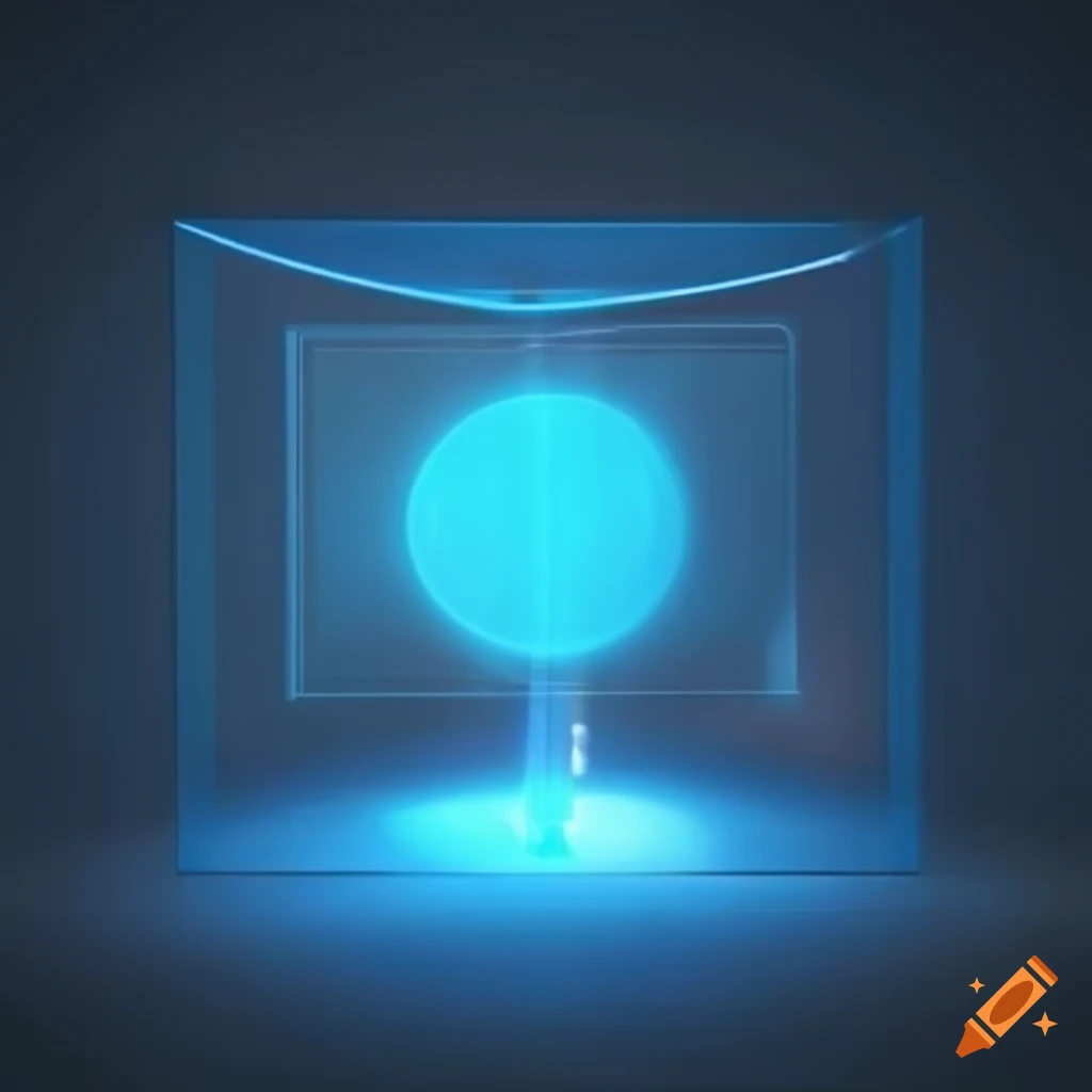 blue hologram screen CGI rendering